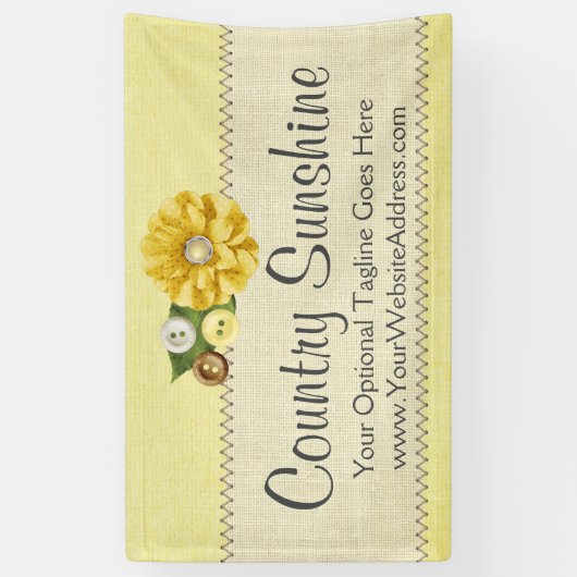 国の農家の黄色の裁縫のボタン及び花 横断幕 (縦)