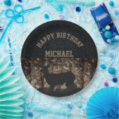 国の迷彩柄の狩りのカスタムな誕生日のプレート ペーパープレート (パーティー)