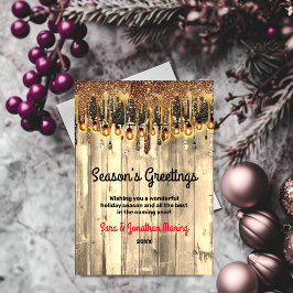 国の金ゴールド素朴グリッターがクリスマスを乾燥 シーズンカード