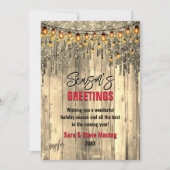 国の金ゴールド素朴グリッターのクリスマスグリーティング シーズンカード (正面)