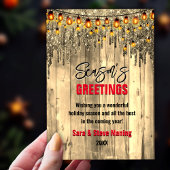 国の金ゴールド素朴グリッターのクリスマスグリーティング シーズンカード