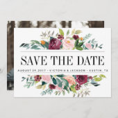 国の開花 |フローラ結婚の写真の日付を保存 セーブザデート (正面/裏面)