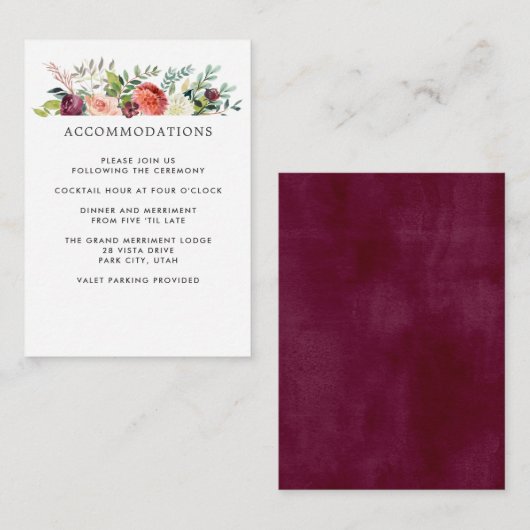 国の開花 |秋の結婚式ホテル宿泊施設 エンクロージャーカード (正面/裏面)