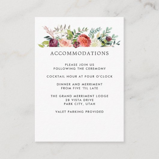 国の開花 |秋の結婚式ホテル宿泊施設 エンクロージャーカード (正面)