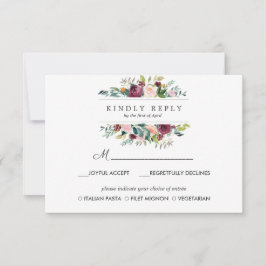 国の開花 |秋の結婚式RSVP MEALオプション 出欠カード