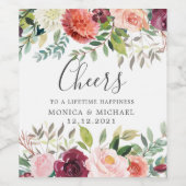 国の開花 |結婚の「パーソナライズされた応援」 ワインラベル (シングルラベル)