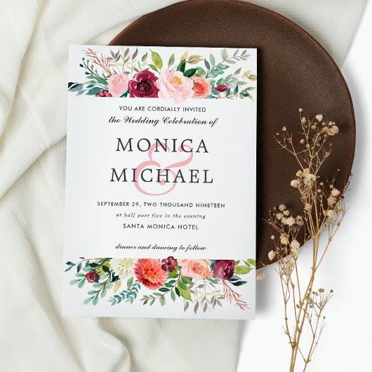 国の開花 | Autumn Flowers Chic 結婚's 招待状