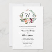 国の開花 | Chic Monogramリース結婚ズ 招待状 (正面)