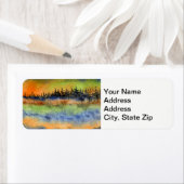 国の風景と景色の日没の木。 ラベル (インサイチュ)