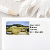 国の風景と風光明媚な田舎道のバー。 ラベル (インサイチュ)