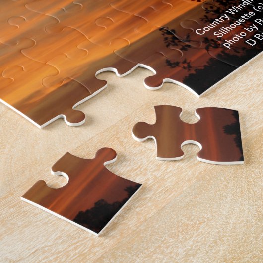 国の風車のシルエットのパズル ジグソーパズル (側面)