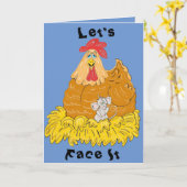 国の鶏およびマウスのバースデー・カード カード (黄色い花)