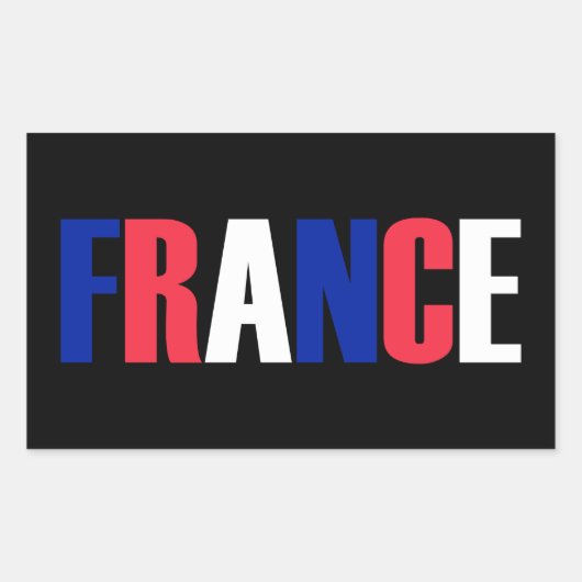 国の3色の色のフラグにフランス語を入力 長方形シール (正面)