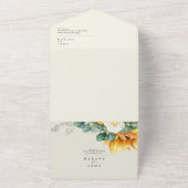 国はっきりしたのヒマワリのライトイエローシールと送信 オールインワン招待状 (外側)