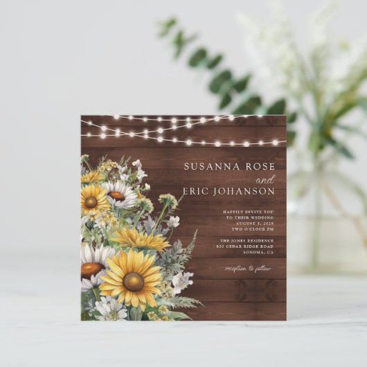 国はっきりしたのヒマワリの木の弦のラ結婚イト 招待状 (スタンド正面)