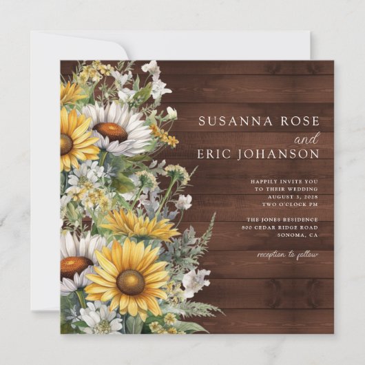 国はっきりしたデイジーウッド結婚ズ 招待状 (正面)