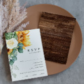 国ひまわりはっきりしたの木のメニュー選択RSVPカード 出欠カード