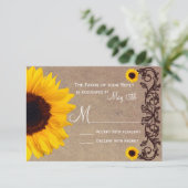 国ひまわり素朴つる植物結婚式RSVPカード 出欠カード (スタンド正面)