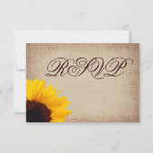 国ひまわり素朴バーラップ結婚式RSVPカード 出欠カード (裏面)