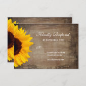 国ひまわり素朴結婚式RSVPカード 出欠カード (正面/裏面)