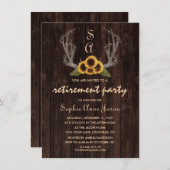 国ひまわり素朴〔雄ジカの〕枝角退職パーティー 招待状 (正面/裏面)