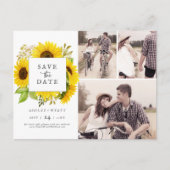 国ひまわり3フォトコラージュ日付を保存 インビテーションポストカード (正面)