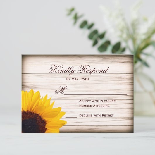 国ひま素朴わり木式ウェディングRSVPカード 出欠カード (スタンド正面)