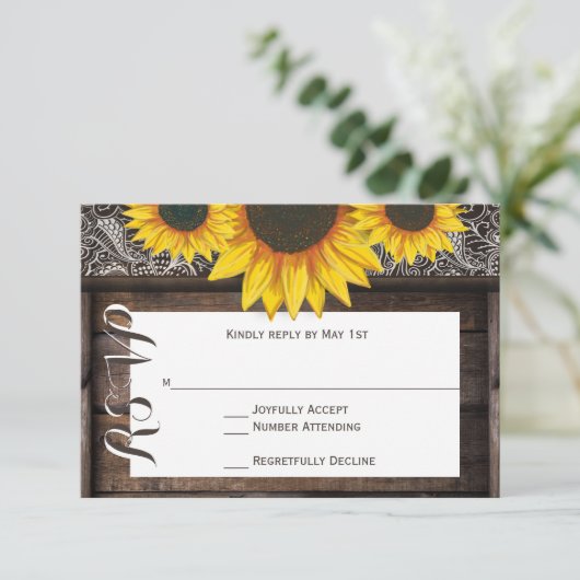 国ひま素朴わ花木婚式RSVPカード 出欠カード (スタンド正面)