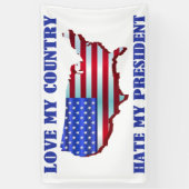 国を愛せよ大統領を憎む 横断幕 (縦)