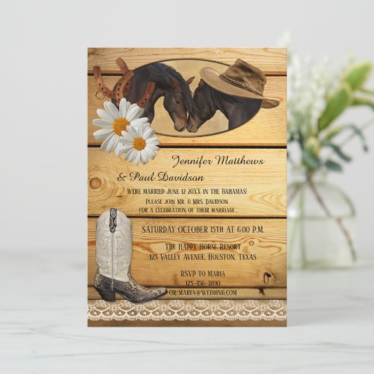 国を挙げての小さな結婚式または結婚後のパーティーの招待状 招待状 (スタンド正面)