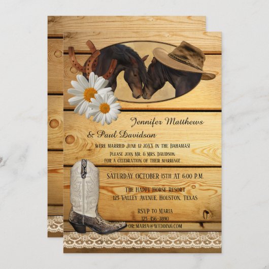 国を挙げての小さな結婚式または結婚後のパーティーの招待状 招待状 (正面/裏面)