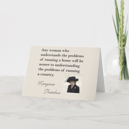 国を走るマーガレット・サッチャーの引用文"… " カード (正面)