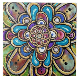 国アートの花 タイル