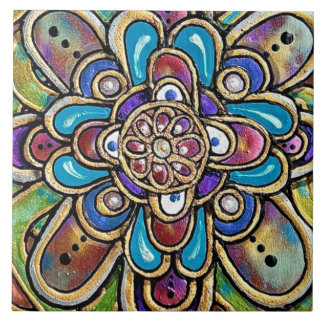 国アートの花 タイル