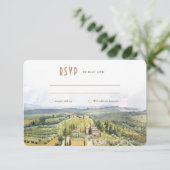国イタリアン側の水彩結婚式RSVPカード 招待状 (スタンド正面)