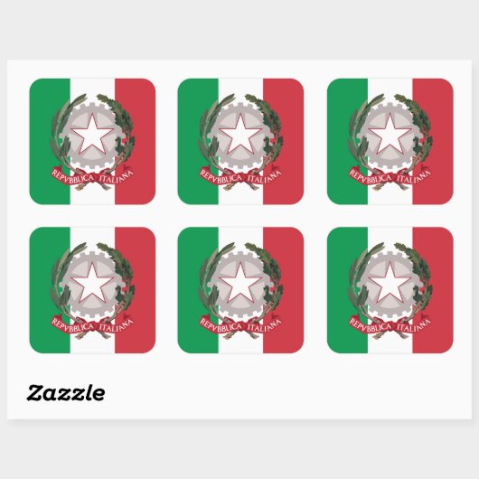 国イタリアン旗、イタリア国旗 スクエアシール (シート)