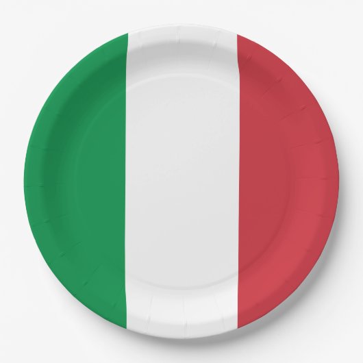 国イタリアン旗（イタリア） ペーパープレート (正面)