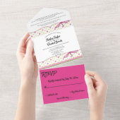 国エレガントお洒落夏のフローラ結婚 オールインワン招待状 (貼ってはがせる)