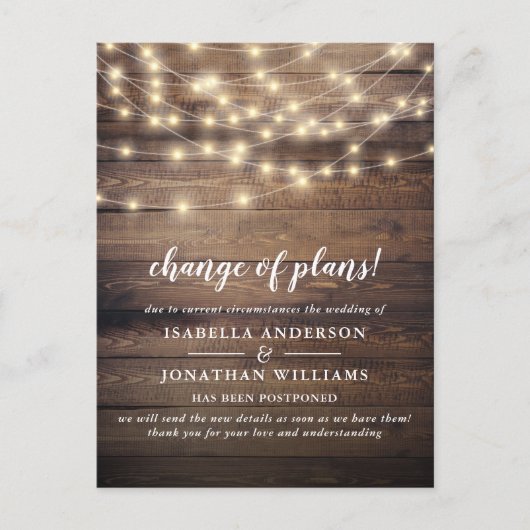 国エレガントの結婚式の計画のスクリプト変更 インビテーションポストカード (正面)