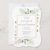 国エレガントの緑結婚草 招待状 (正面)