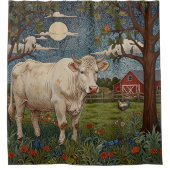 国エレガントシックboho牛ファーム シャワーカーテン (正面)