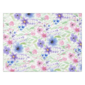 国エレガントピンク紫ブルー水彩花 テーブルクロス (正面(横))