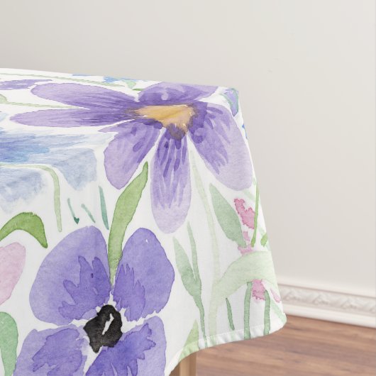 国エレガントピンク紫ブルー水彩花 テーブルクロス (インサイチュ)