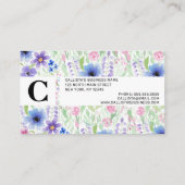 国エレガントピンク紫ブルー水彩花 予約カード (裏面)
