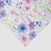 国エレガントピンク紫ブルー水彩花 薄葉紙 (詳細)