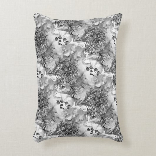 国エレガントフランスのの白黒フローラ アクセントクッション (正面(垂直))