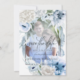 国エレガントフローラ水彩青い花 セーブザデート