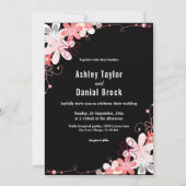 国エレガント素朴バラブラックフローラ結婚ズ 招待状 (正面)