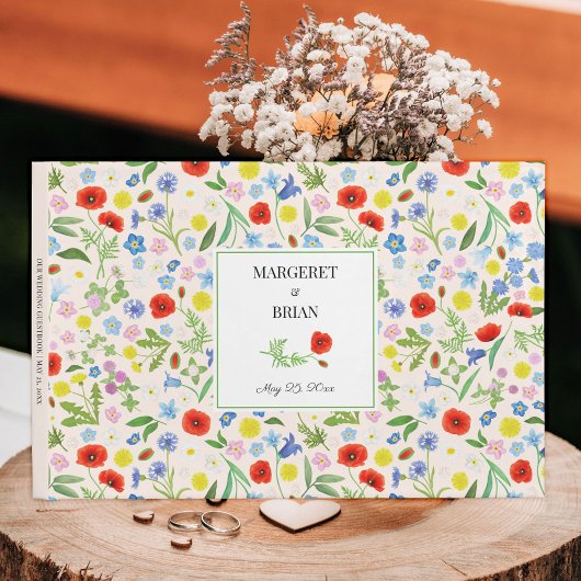 国エレガント素朴フローラ署名結婚の ゲストブック