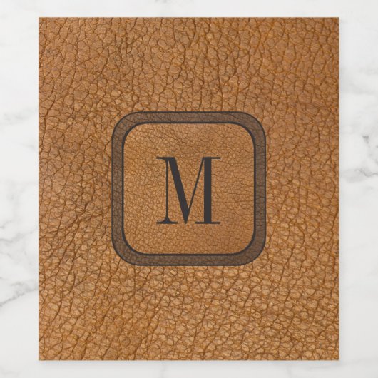 国エレガント素朴ヴィンテージレザーモノグラム ワインラベル (シングルラベル)